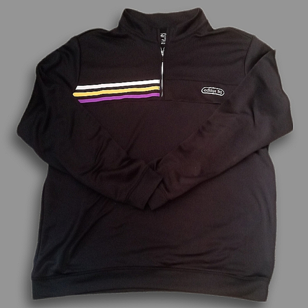 Adidas Black 1/4 Zip with Striped Detail
